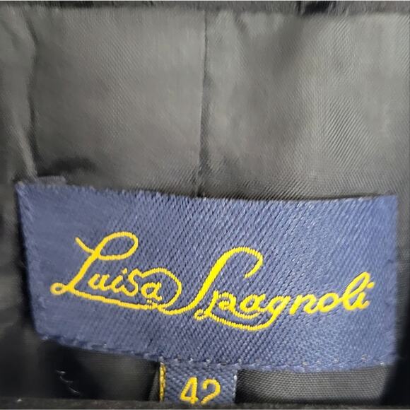 Luisa Spagnoli Women's Black Long Sleeve Front Button & Bow-belted Coat Size 42 - Picture 4 of 6